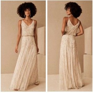 BHLDN Fidelia Beaded Gown Size 2 in Oyster